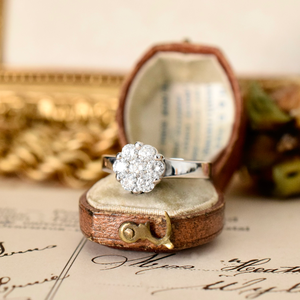 Modern 9ct White Gold ‘Daisy’ Diamond Halo Ring