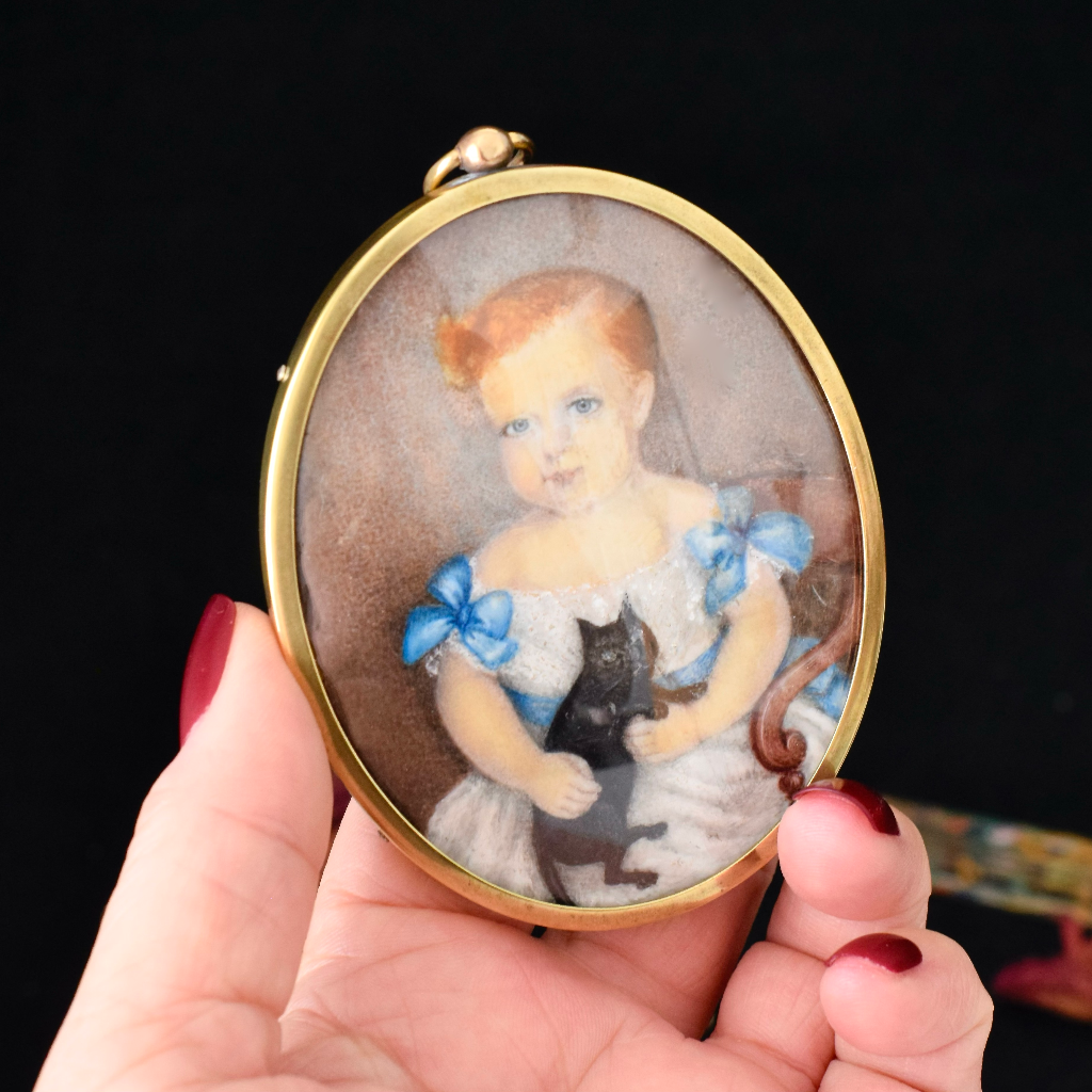 Antique portrait miniature Georgian Circa 1835 Watercolour On Ivory