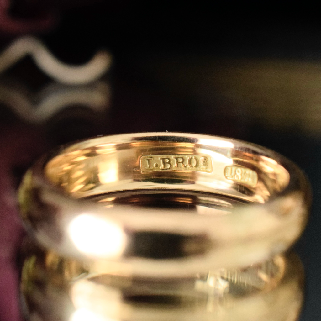 Antique Australian 18ct Yellow Gold Band By Ingram Bros. Circa 1920