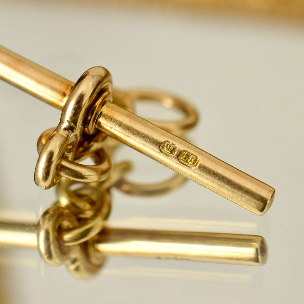 Antique 18ct Yellow Gold T-Bar and Associated Original Drop Chain Circa 1900