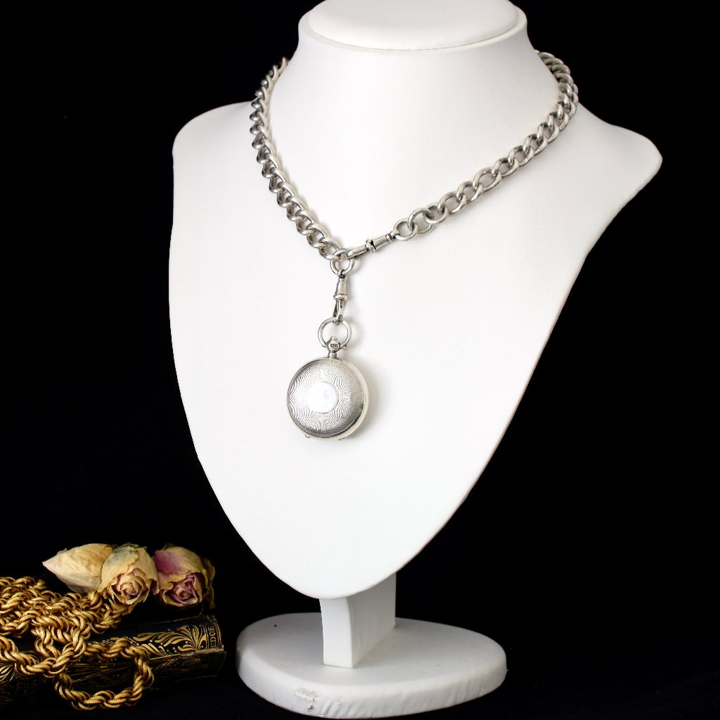 Antique Edwardian Sterling Silver Heavy 48cm Chain Circa 1905