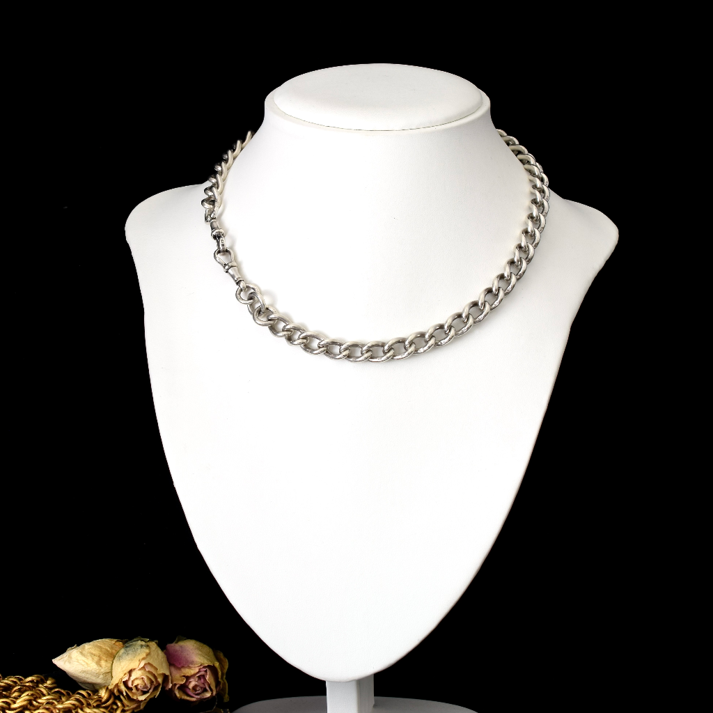 Antique Edwardian Sterling Silver Heavy 48cm Chain Circa 1905