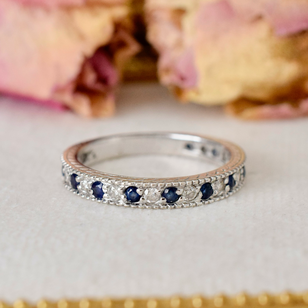 Modern 14ct White Gold Sapphire And Diamond Eternity Ring Independent Insurance/Replacement Valuation Included For $1,800 AUD From 2016