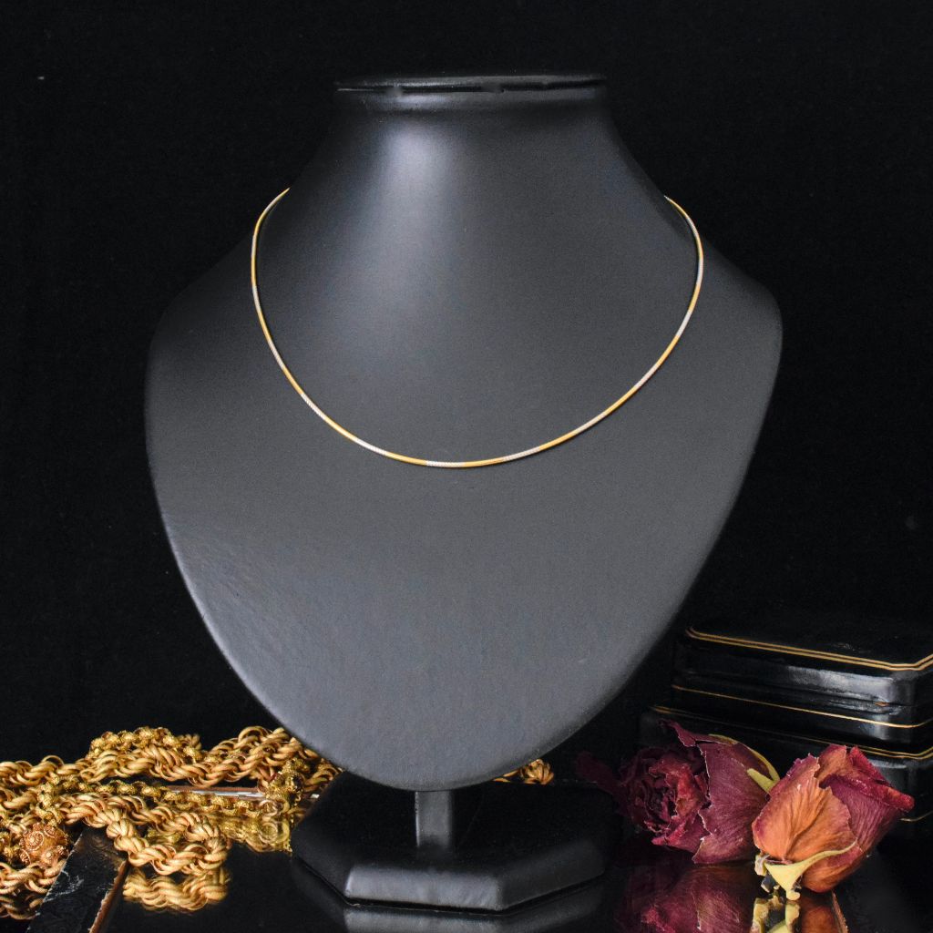 Modern Italian 18ct Yellow And White Gold Omega Chain Necklace
