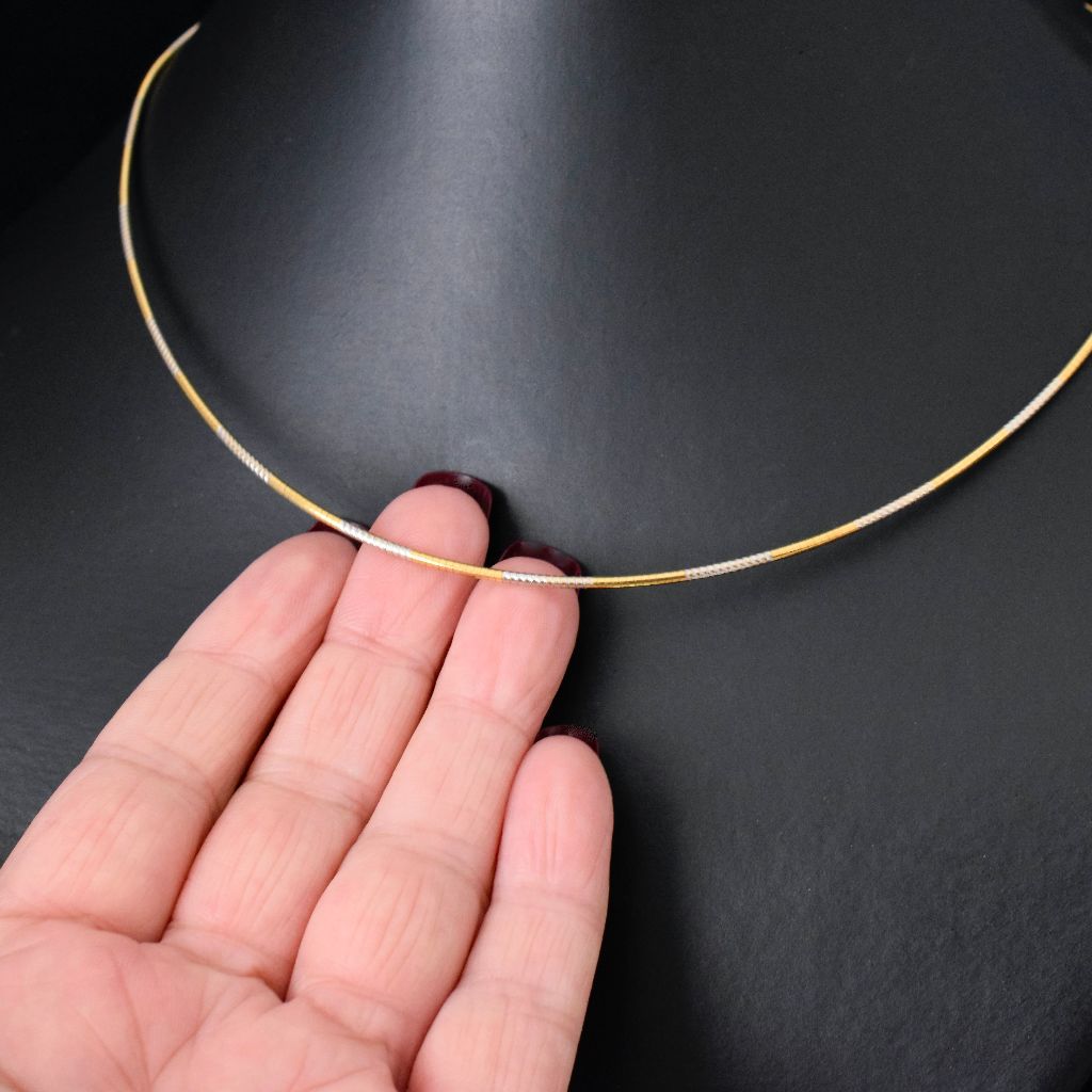 Modern Italian 18ct Yellow And White Gold Omega Chain Necklace