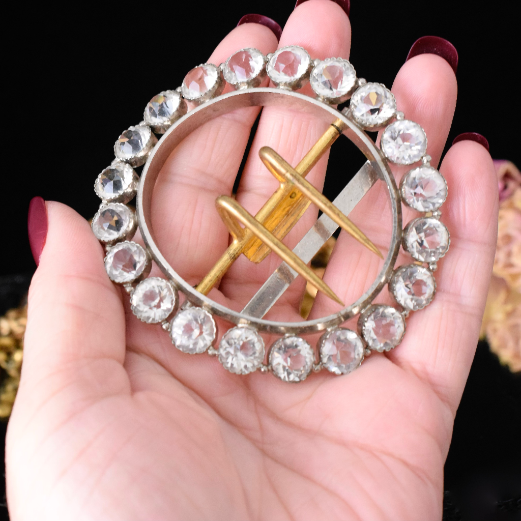 Antique Victorian/Edwardian Paste, Sterling Silver And Gilt ‘Sash’ Buckle Circa 1900