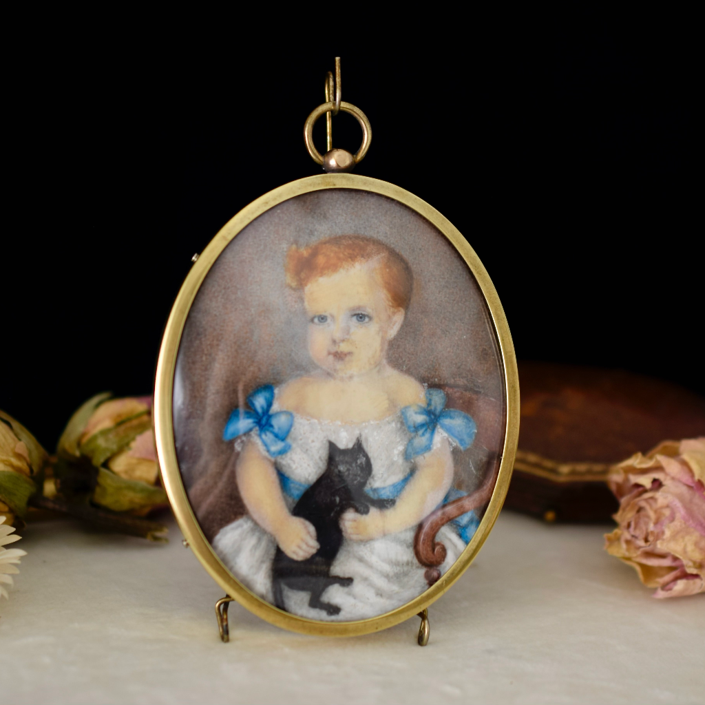 Antique portrait miniature Georgian Circa 1835 Watercolour On Ivory
