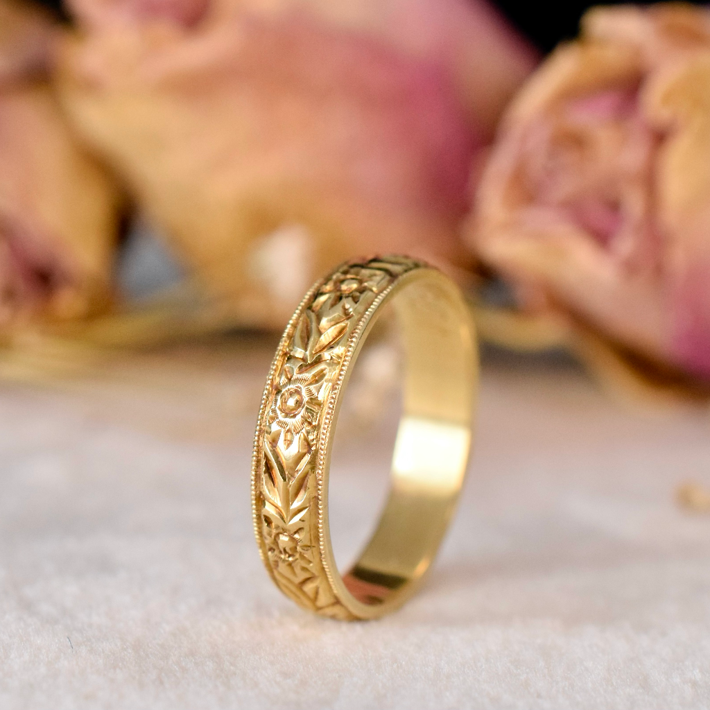 Vintage 18ct Yellow Gold 'Cherry Blossom' Ring Circa 1940-50's