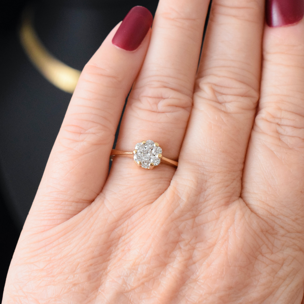 Modern 18ct Yellow Gold And Diamond ‘Daisy’ Ring