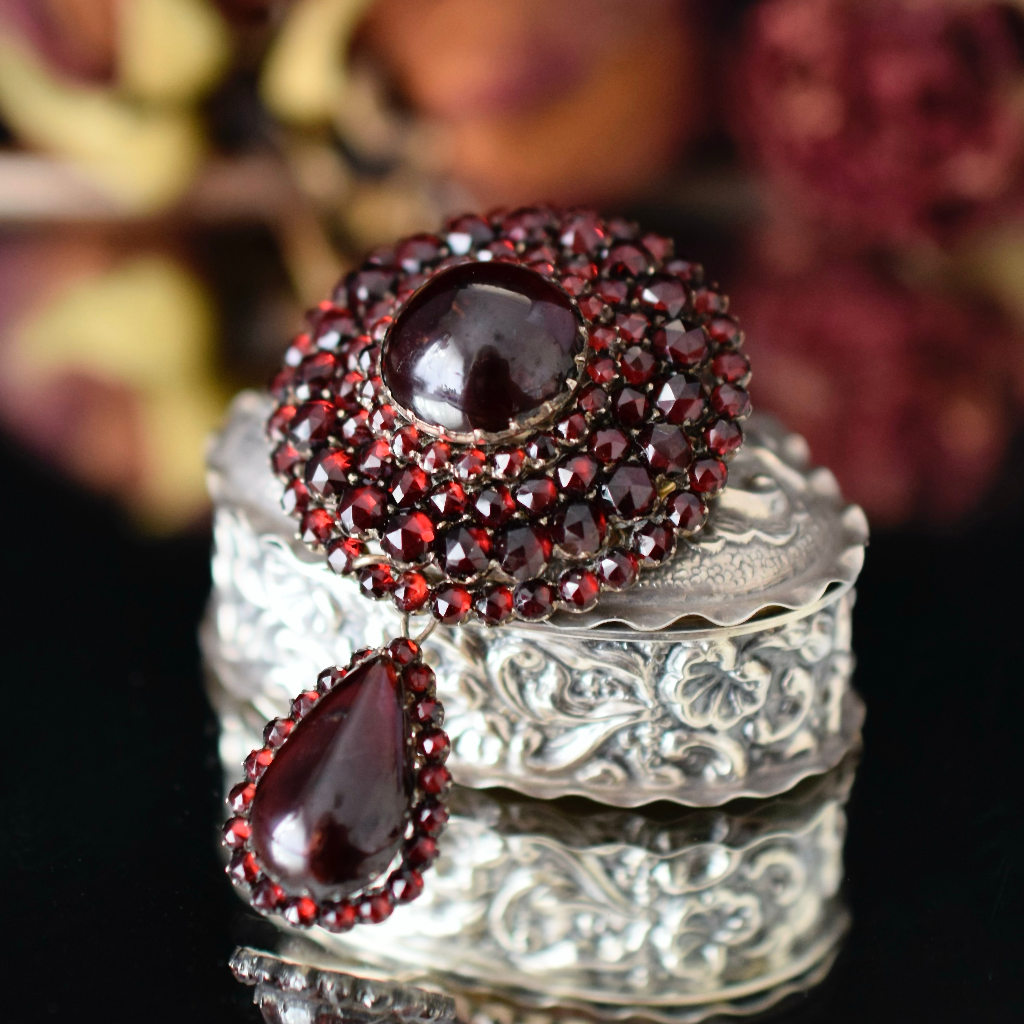 Antique Victorian Bohemian Garnet Target Brooch Circa 1890