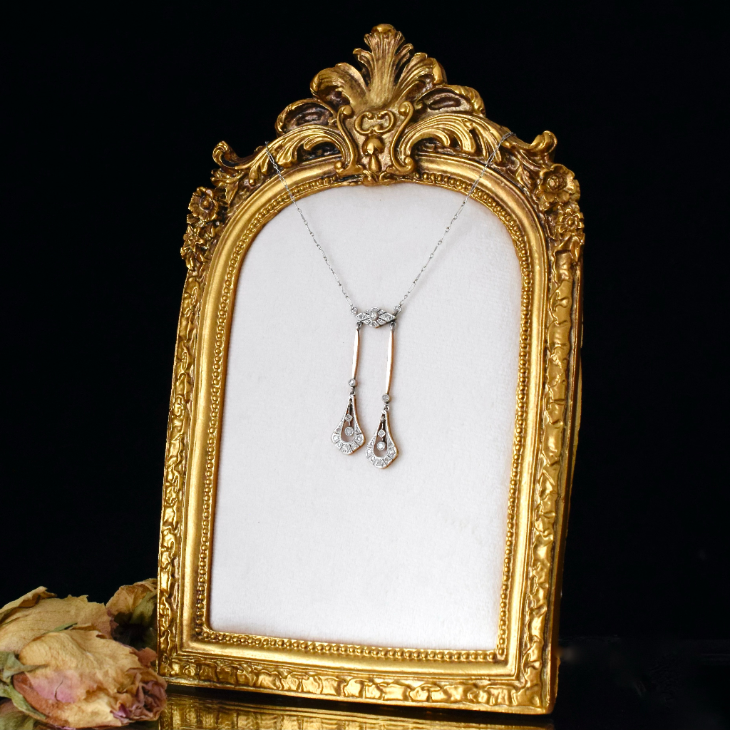 Antique French Belle Epoque 18ct And Platinum Diamond Negligee Pendant Circa 1912