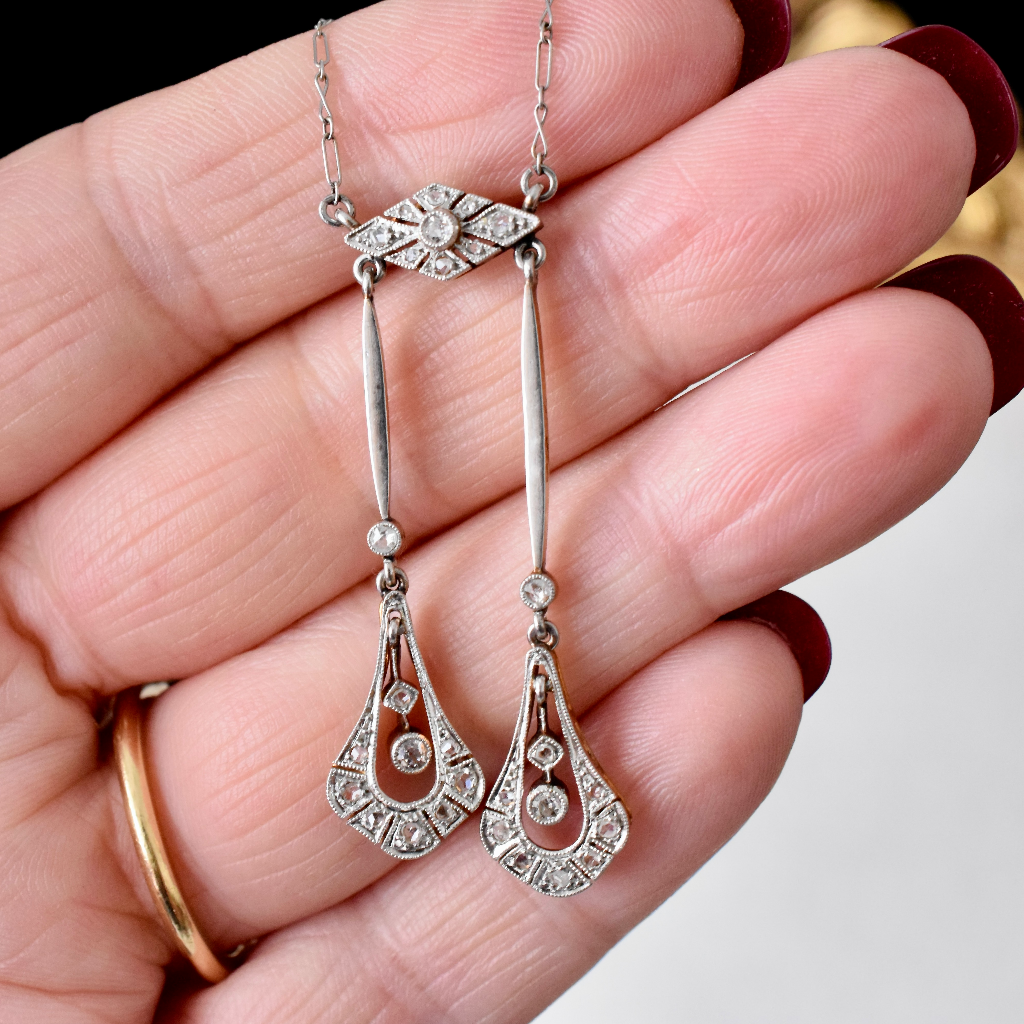 Antique French Belle Epoque 18ct And Platinum Diamond Negligee Pendant Circa 1912
