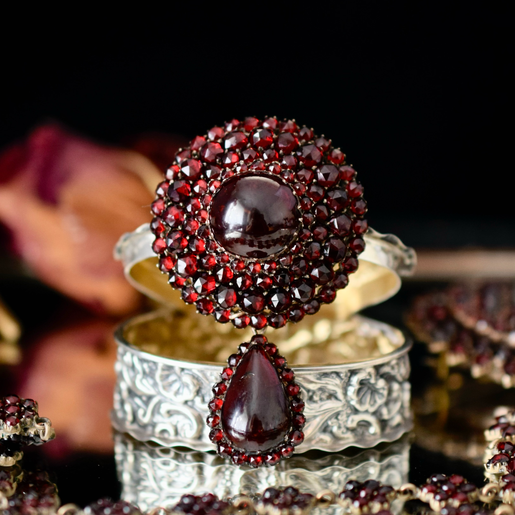 Antique Victorian Bohemian Garnet Target Brooch Circa 1890