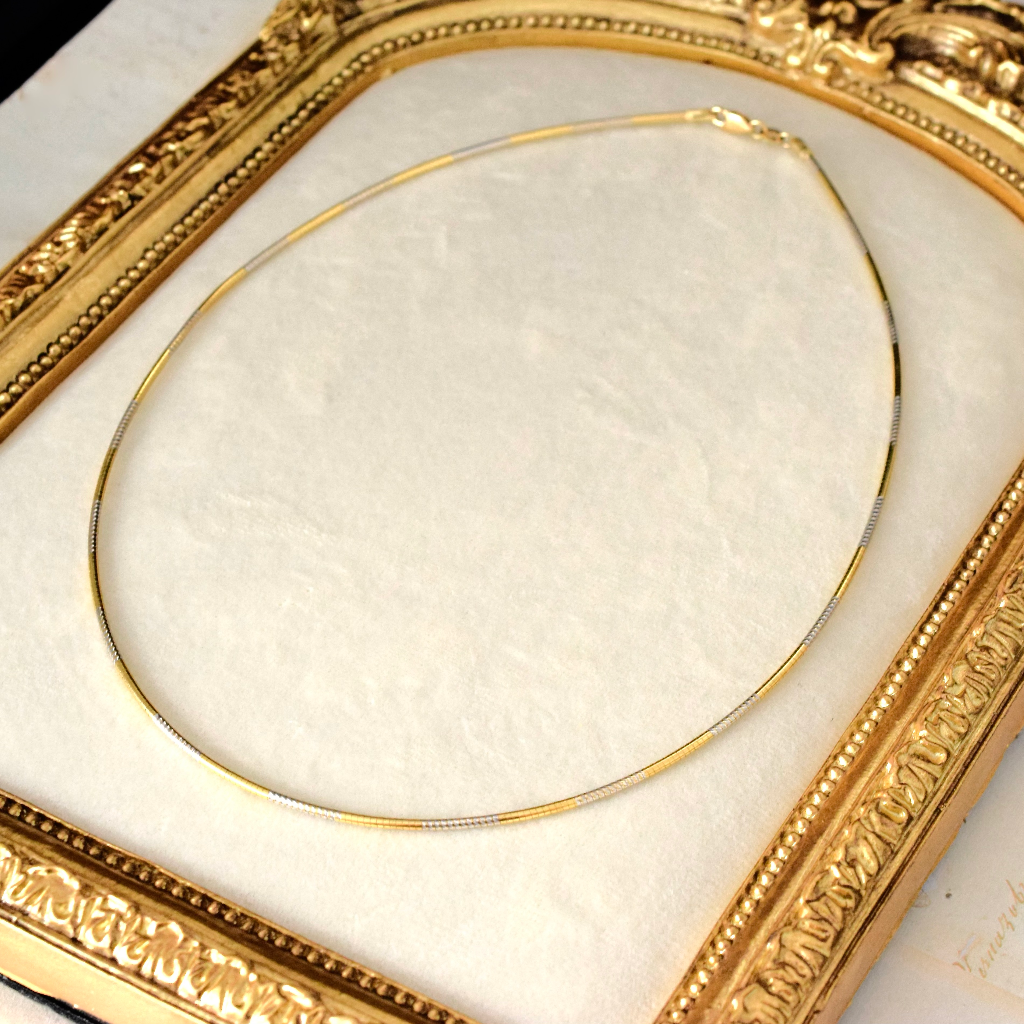 Modern Italian 18ct Yellow And White Gold Omega Chain Necklace
