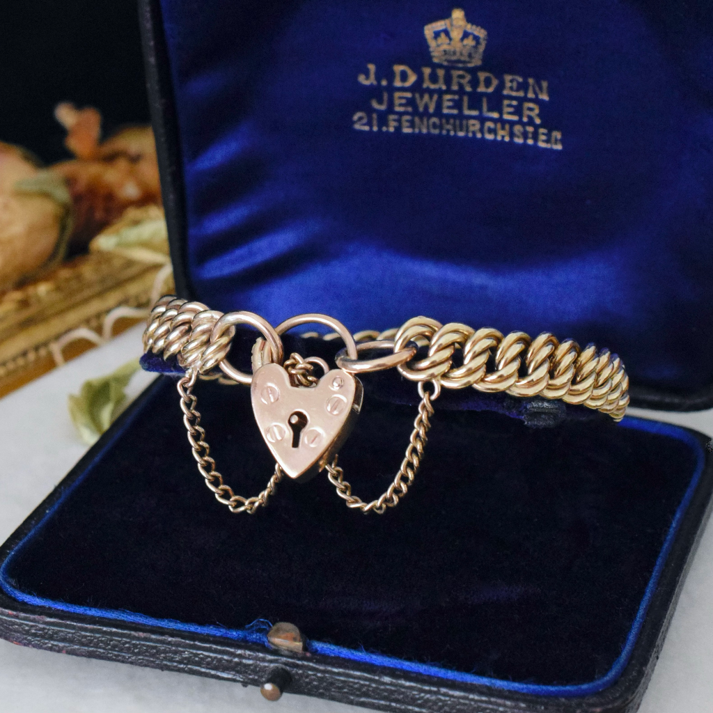 Modern 9ct Yellow Gold Double Curblink Padlock Bracelet - 26 Grams