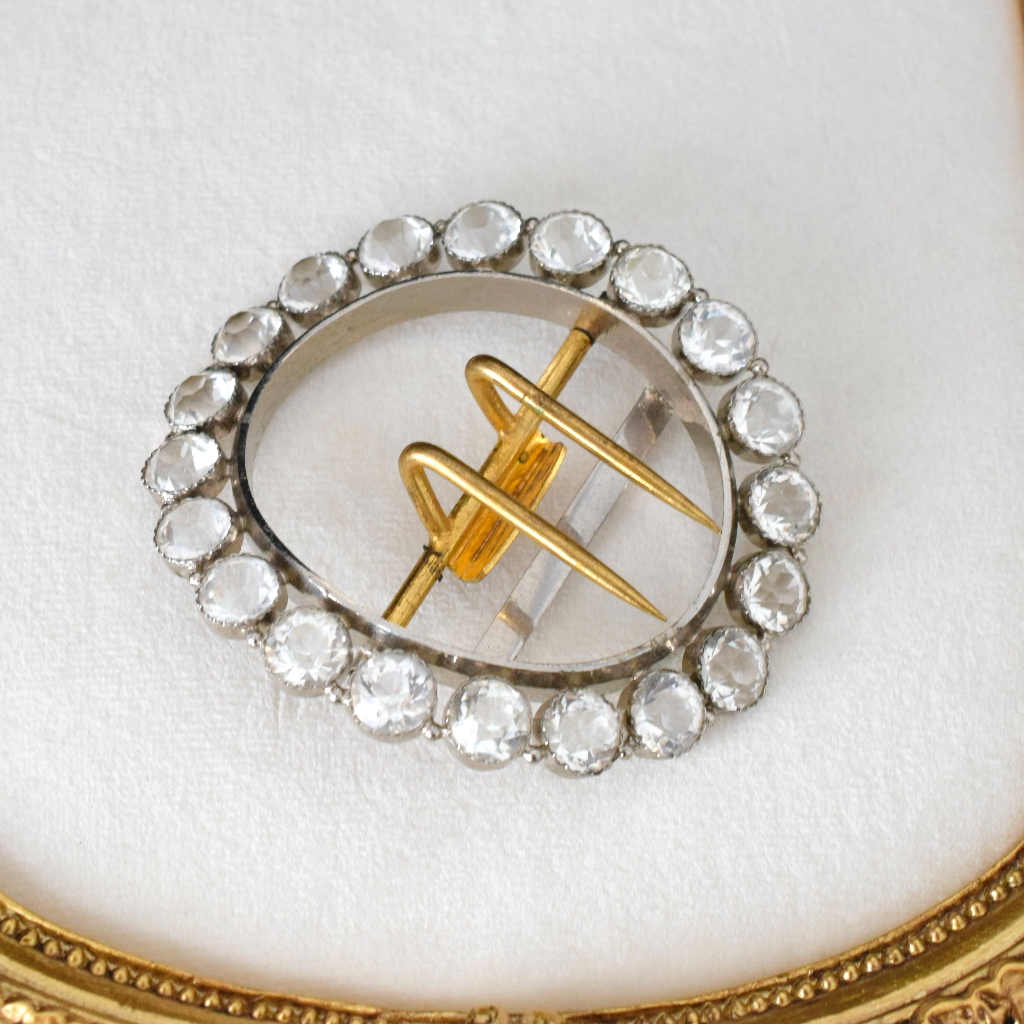 Antique Victorian/Edwardian Paste, Sterling Silver And Gilt ‘Sash’ Buckle Circa 1900