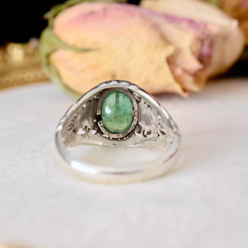 Modern/Vintage Sterling Silver And Emerald Ring