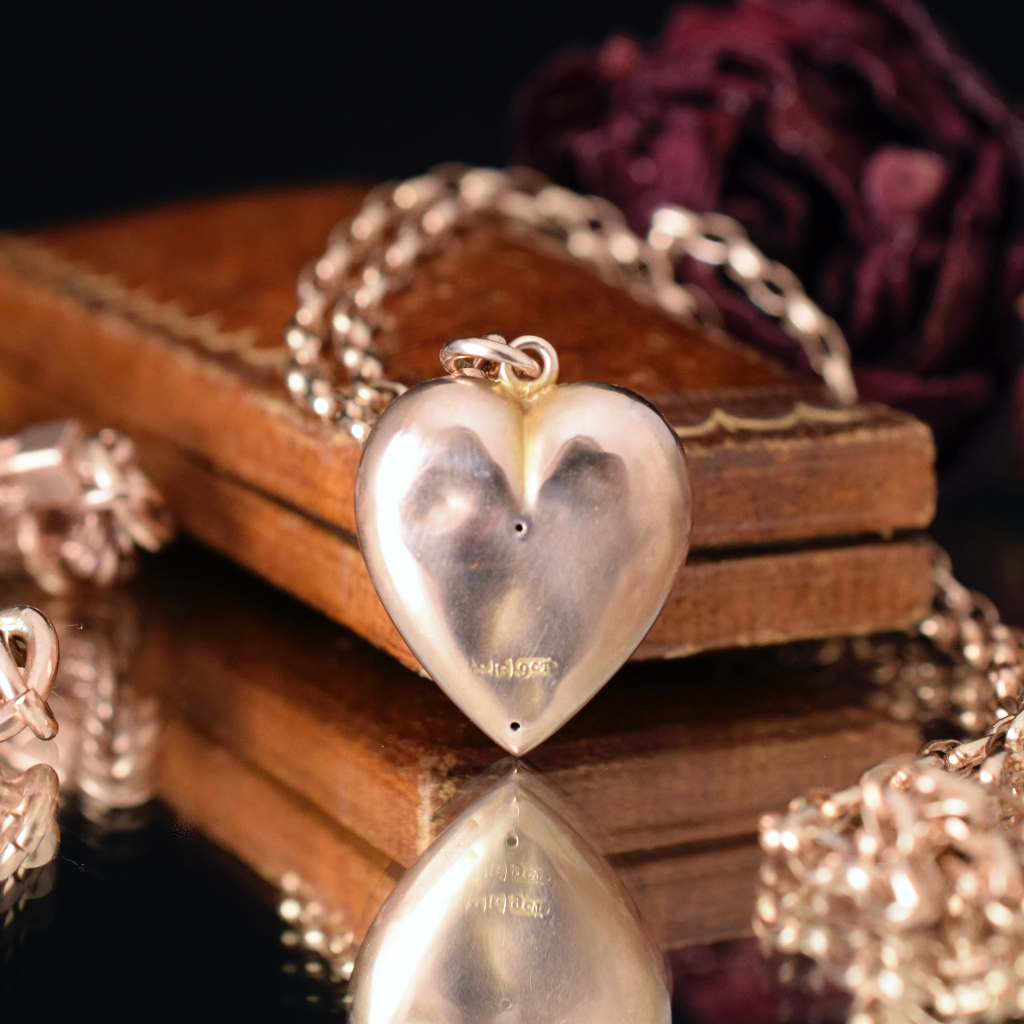 Antique Australian 9ct Rose Gold ‘Puffy Heart’ Pendant By Robert Rollason/ Rollason and Co LTD 1888-1925