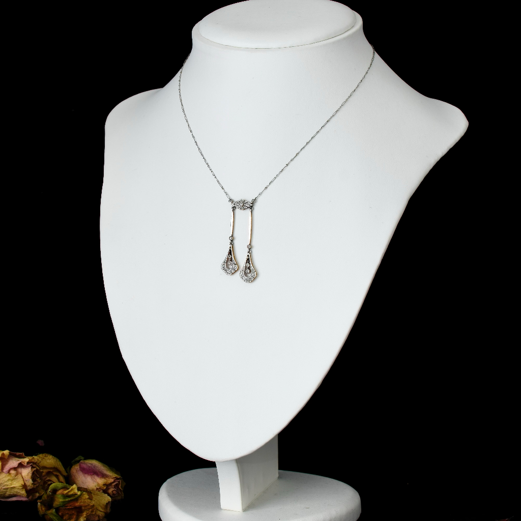 Antique French Belle Epoque 18ct And Platinum Diamond Negligee Pendant Circa 1912