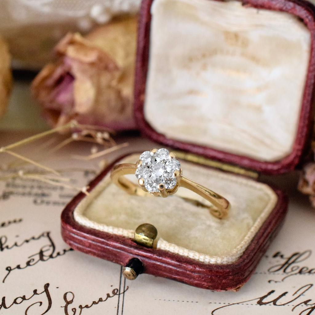 Modern 18ct Yellow Gold And Diamond ‘Daisy’ Ring