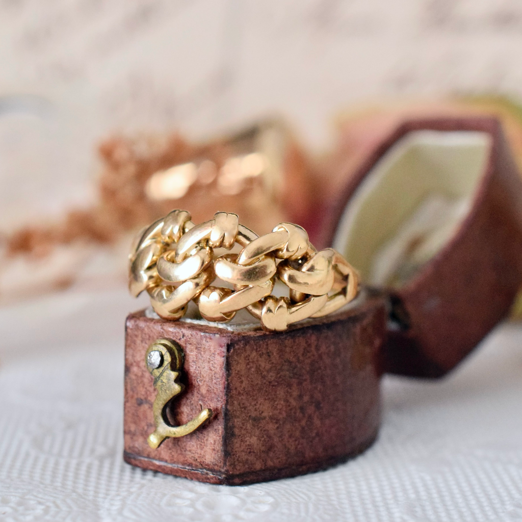 Antique Victorian 18ct Rose Gold Lovers Knot Keeper Ring Circa 1888