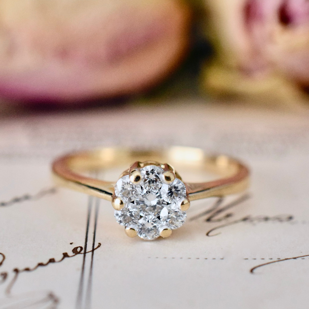 Modern 18ct Yellow Gold And Diamond ‘Daisy’ Ring