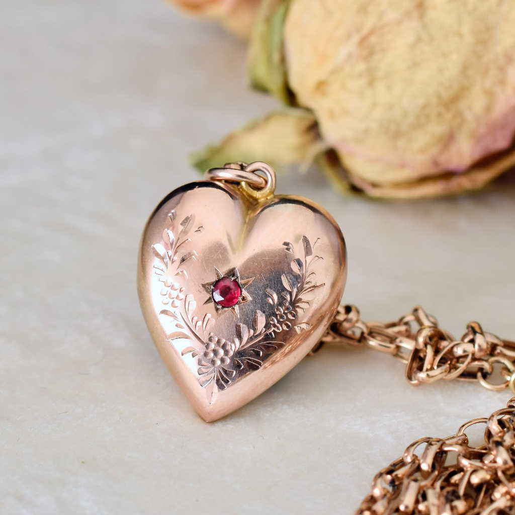 Antique Australian 9ct Rose Gold ‘Puffy Heart’ Pendant By Robert Rollason/ Rollason and Co LTD 1888-1925