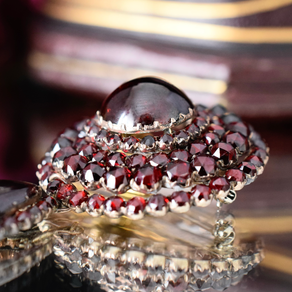 Antique Victorian Bohemian Garnet Target Brooch Circa 1890