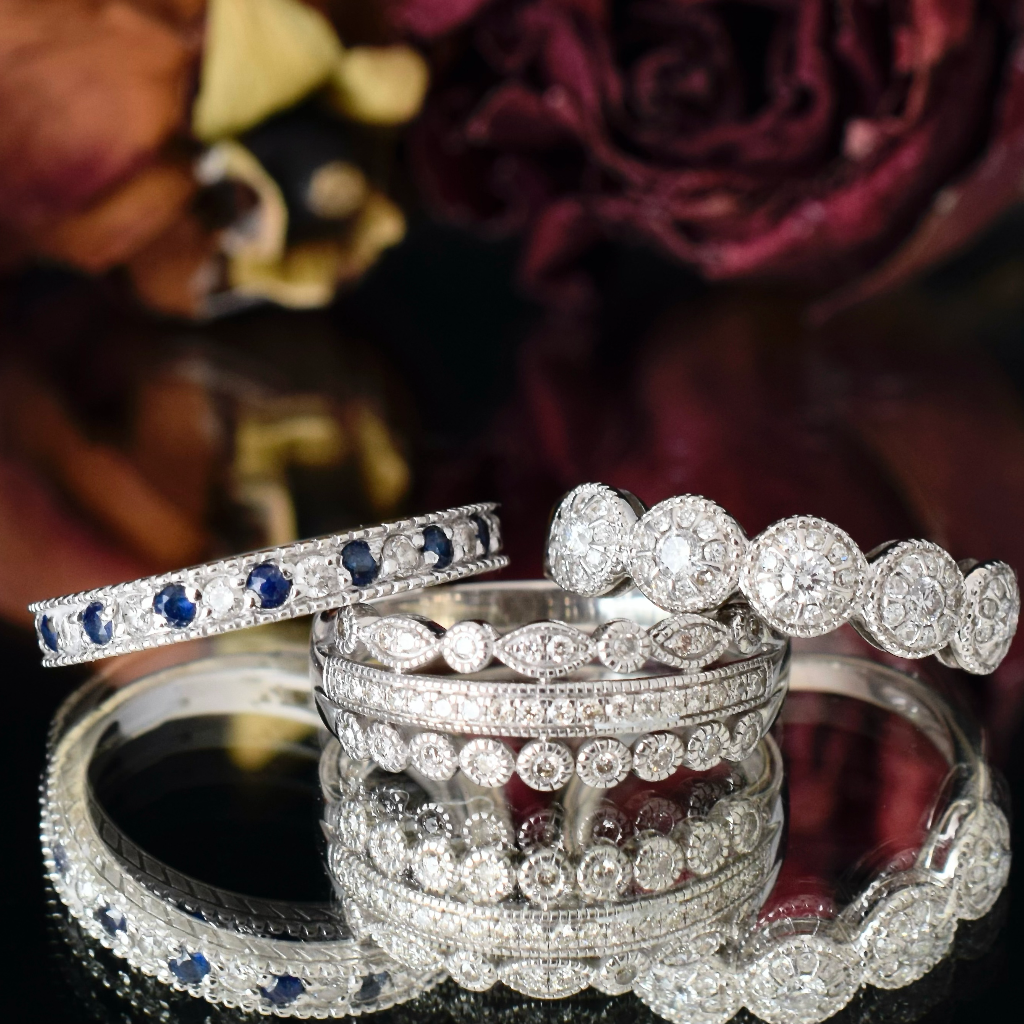 Modern 14ct White Gold Sapphire And Diamond Eternity Ring Independent Insurance/Replacement Valuation Included For $1,800 AUD From 2016