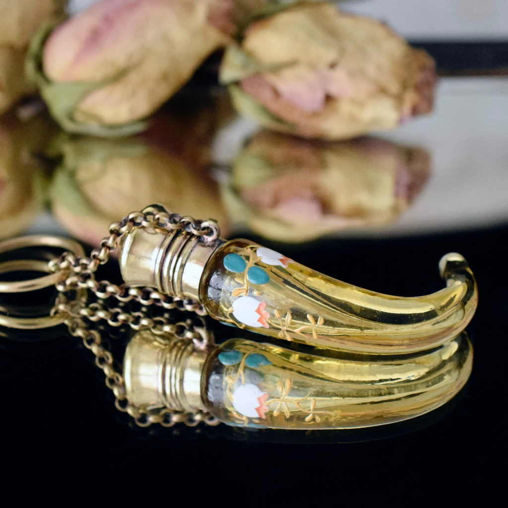 Antique Victorian Moser Cornucopia Chatelaine Perfume/Flacon Bottle Circa 1880-90