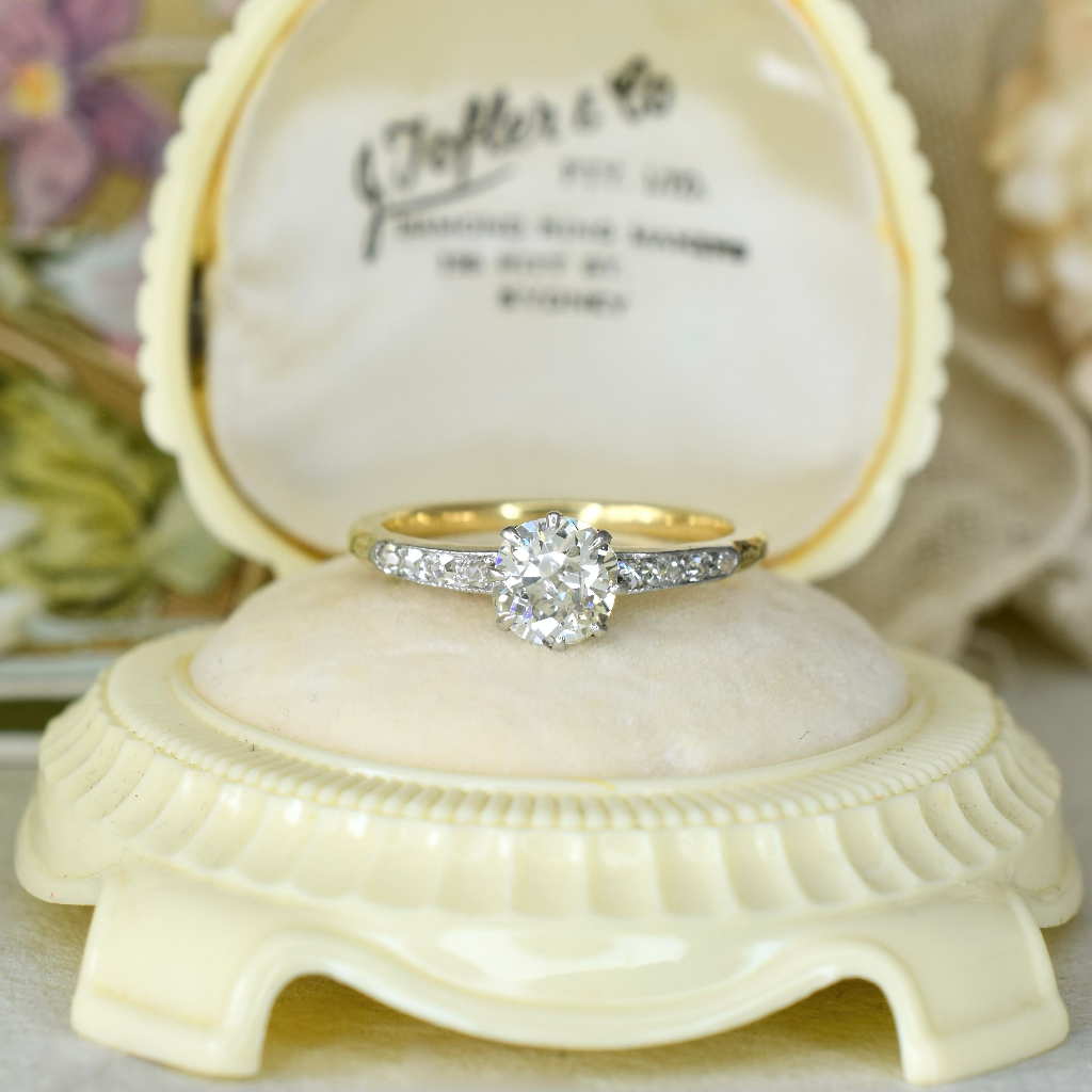 Vintage Art Deco Era 18ct Yellow Gold 1.05ct Solitaire Diamond Ring Independent Valuation $10,000 AUD