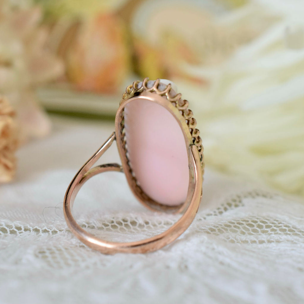 Antique Australian 9ct Rose Gold Conch Shell Cameo Ring Circa 1905