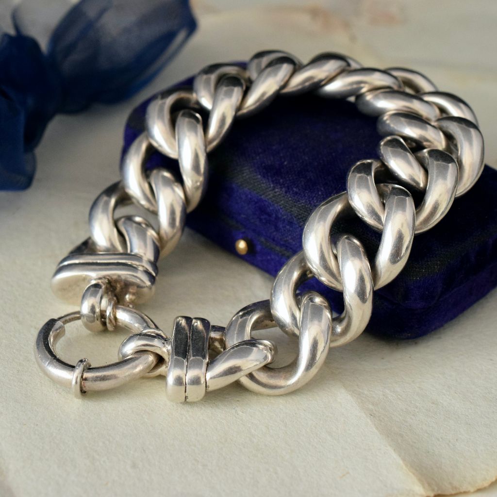 Vintage Heavy Sterling Silver Curblink Bracelet