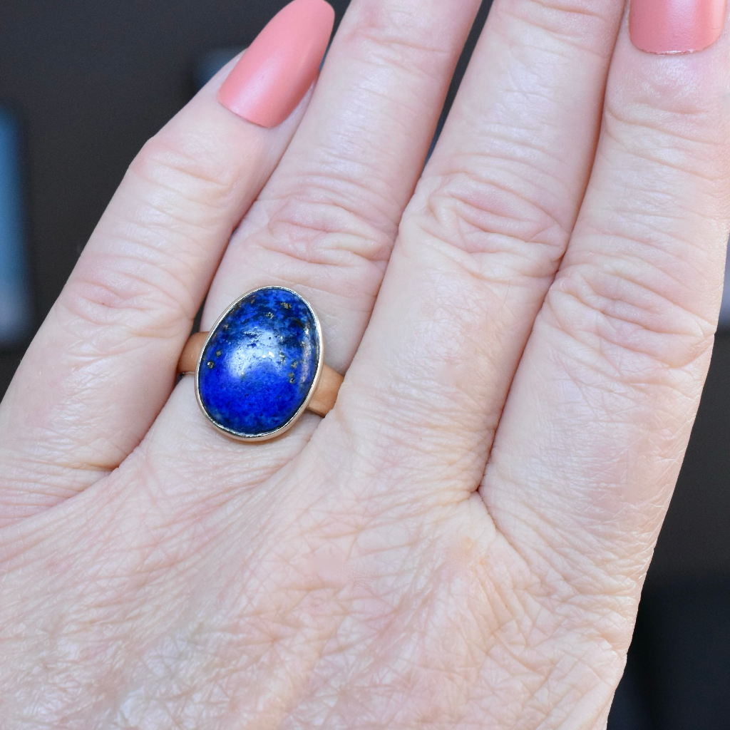 Vintage 14ct Yellow Gold And Lapis Lazuli Ring
