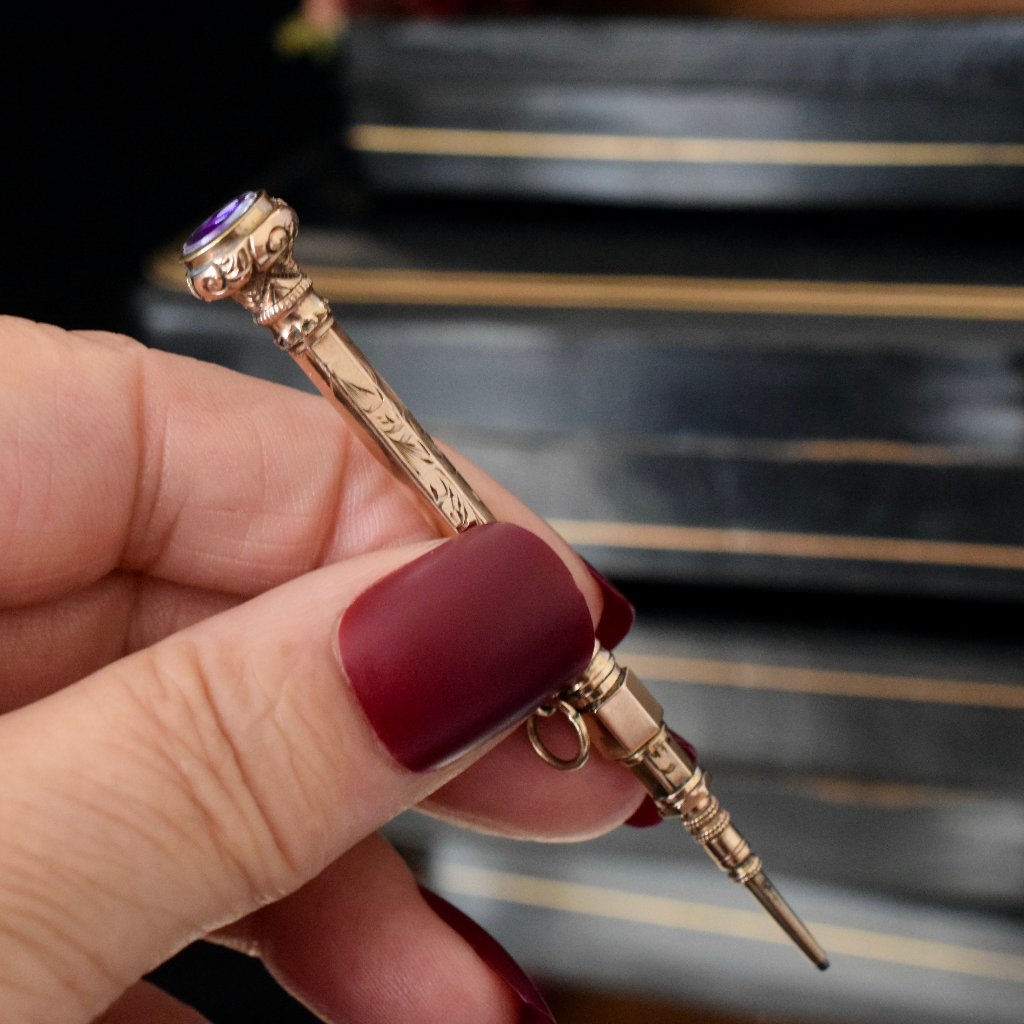 Antique Victorian 9ct Cased Propelling Pencil Circa 1890