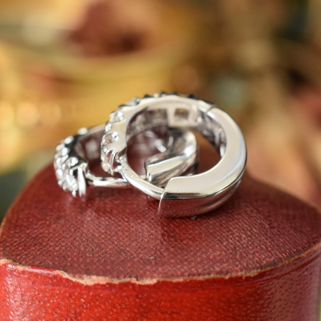 Modern 18ct White Gold ‘Huggie’ Diamond Earrings Independent Insurance Valuation Included For $3,500 AUD