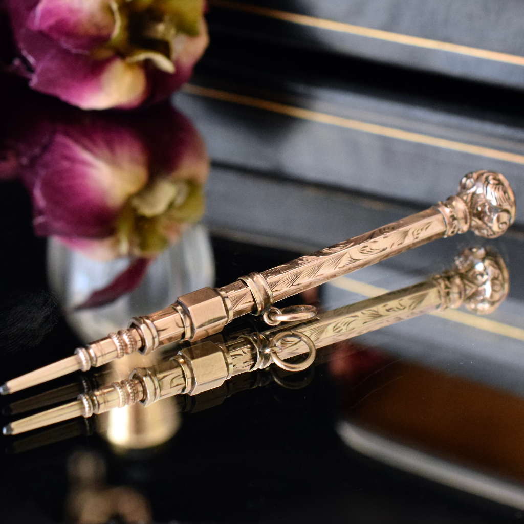 Antique Victorian 9ct Cased Propelling Pencil Circa 1890