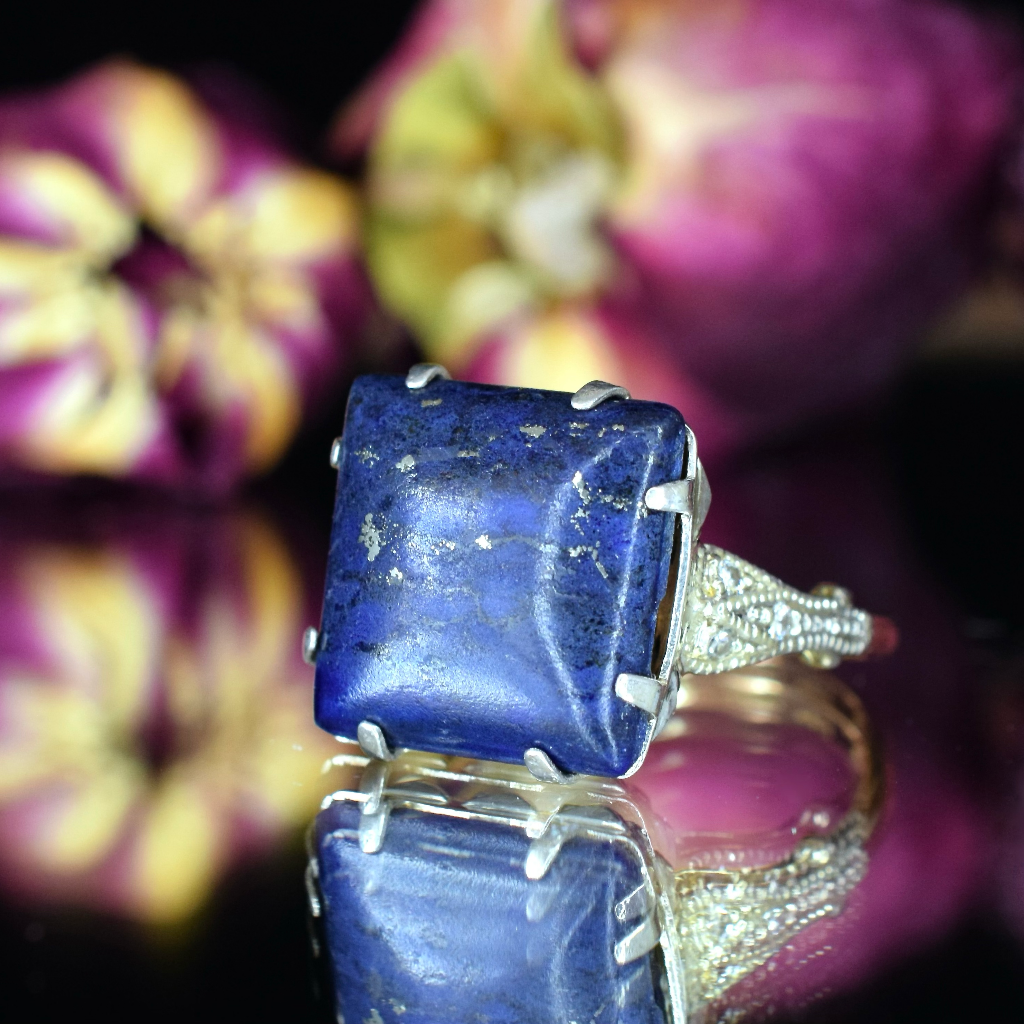 Superb Art Deco 18ct Rose Gold, Platinum, Lapis Lazuli And Diamond Ring Independent Insurance Valuation Included With Purchase $4000.00 AUD