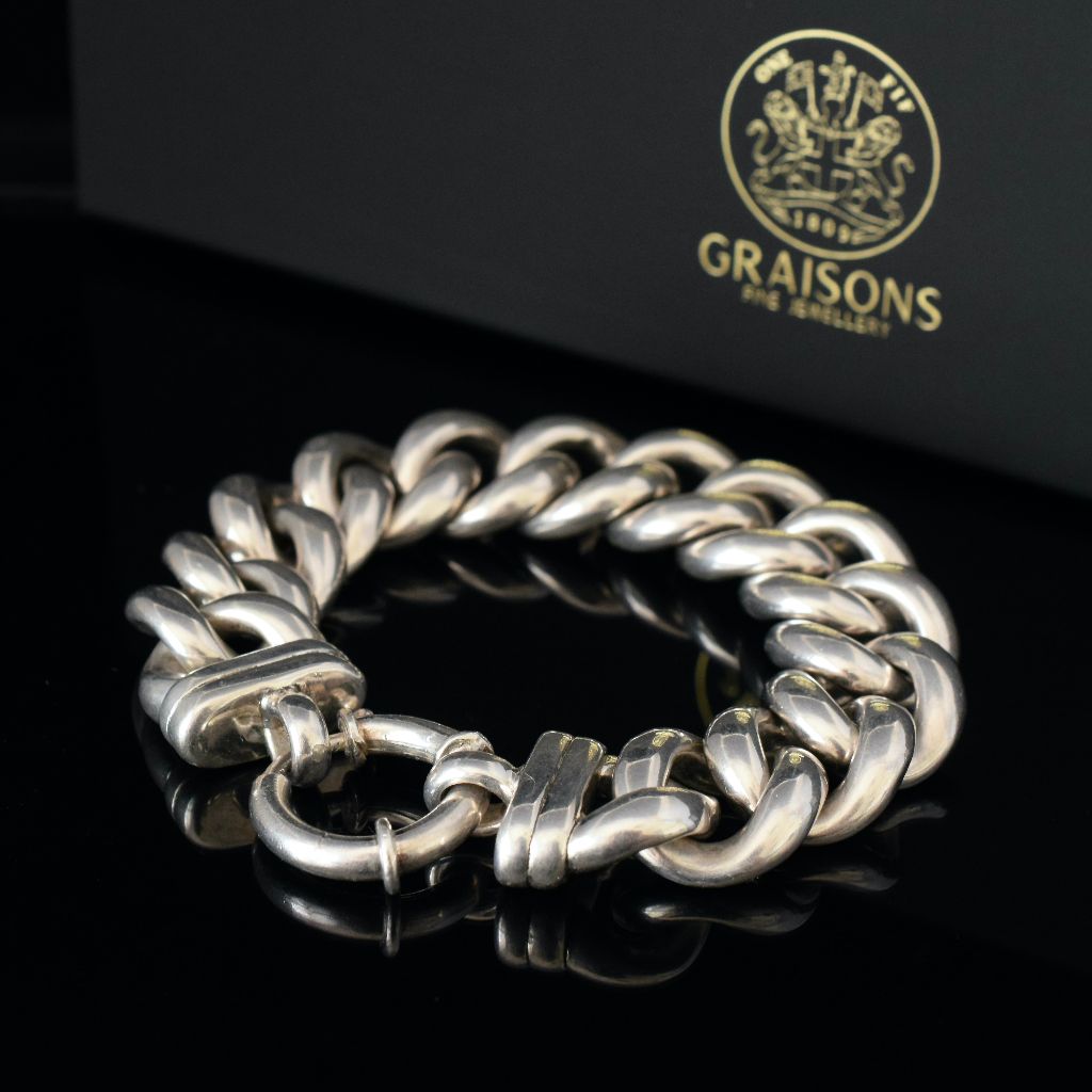 Vintage Heavy Sterling Silver Curblink Bracelet