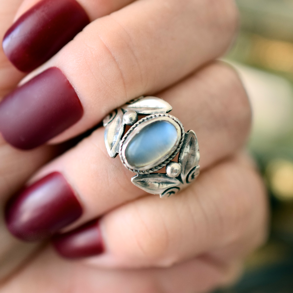 Antique/Vintage Arts & Crafts Sterling Silver And Moonstone Ring