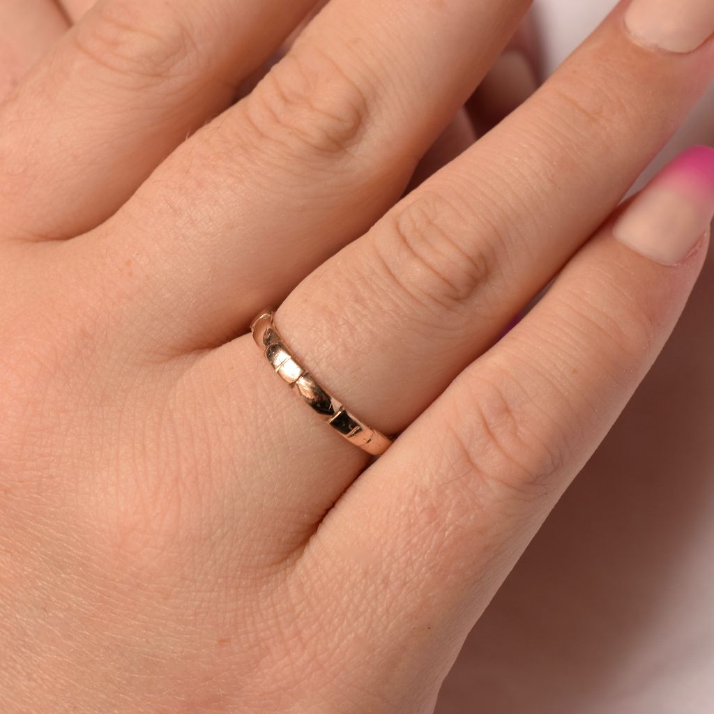 Mid-Century 9ct Rose Gold Ornate Wedding Band
