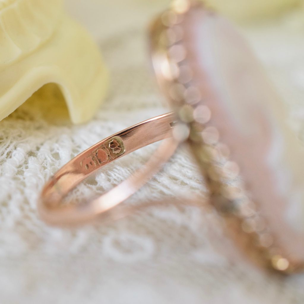 Antique Australian 9ct Rose Gold Conch Shell Cameo Ring Circa 1905