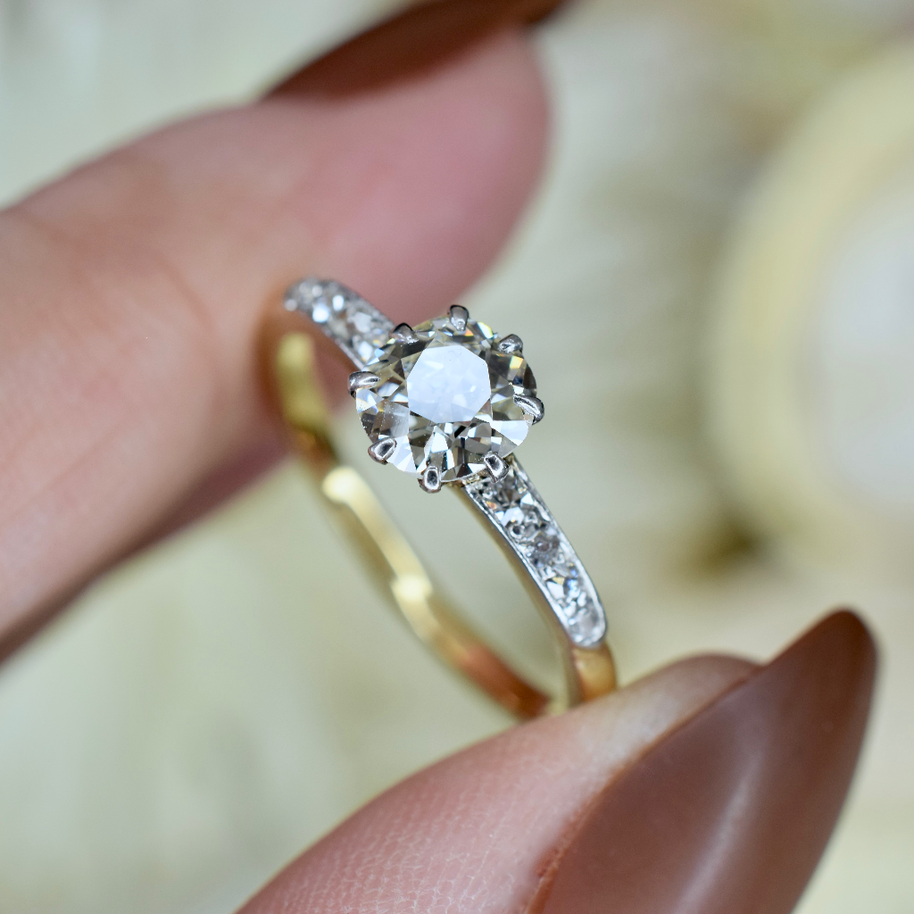 Vintage Art Deco Era 18ct Yellow Gold 1.05ct Solitaire Diamond Ring Independent Valuation $10,000 AUD