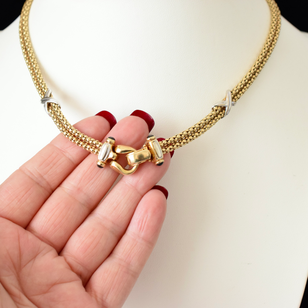 Modern 14ct Yellow And White Gold Italian Chain