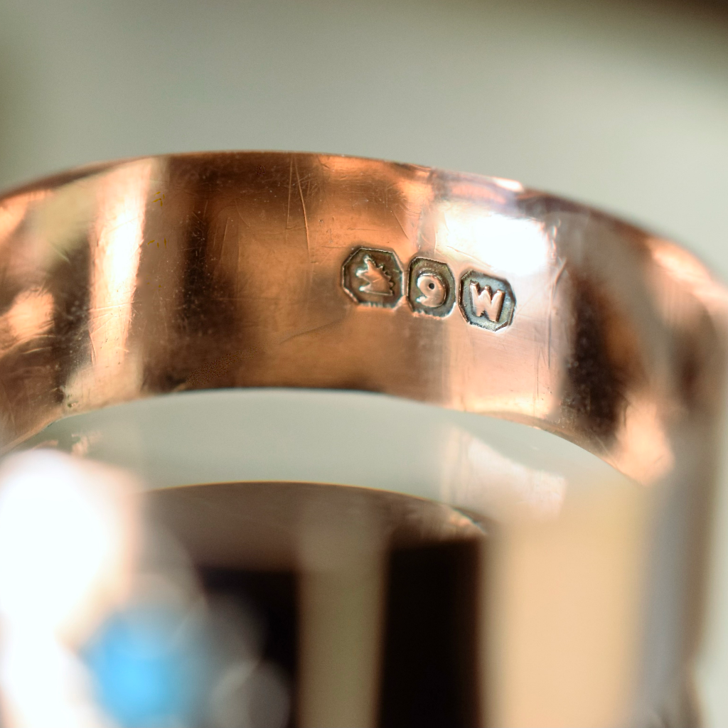 Antique Australian Edwardian 9ct Rose Gold And Turquoise Ring By Willis and Sons Circa 1910