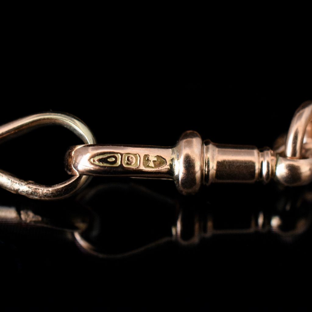 Antique Australian 9ct Rose Gold Double Albert Watch Chain Circa 1900 By George J. Jackson