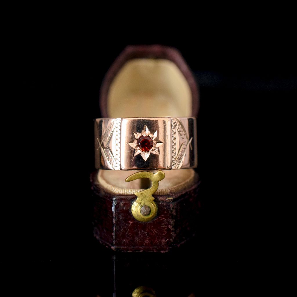 Antique Australian 9ct Rose Gold And Garnet Cigar Band Circa 1910 By Robert Rollason