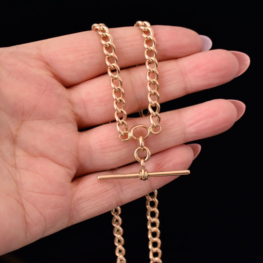 Antique Australian 9ct Rose Gold Double Albert Watch Chain Circa 1900 By George J. Jackson
