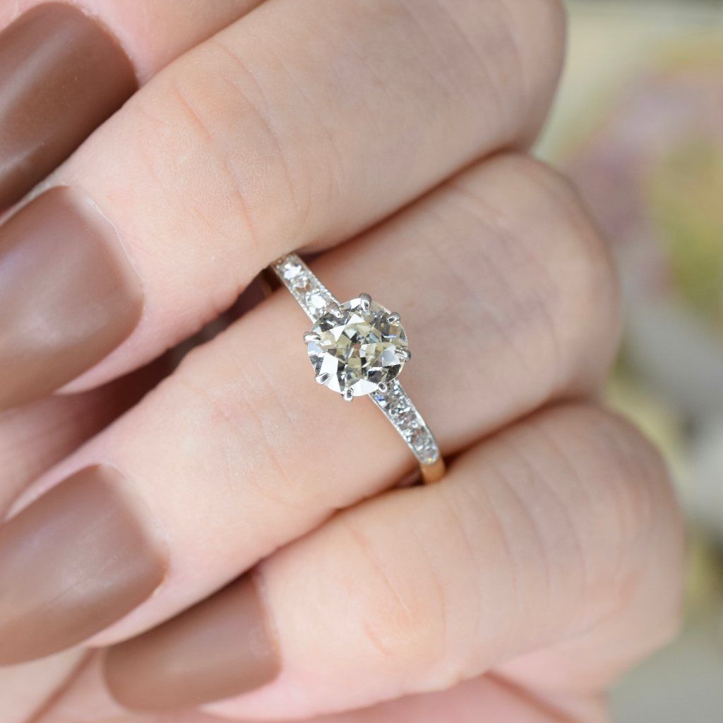 Vintage Art Deco Era 18ct Yellow Gold 1.05ct Solitaire Diamond Ring Independent Valuation $10,000 AUD
