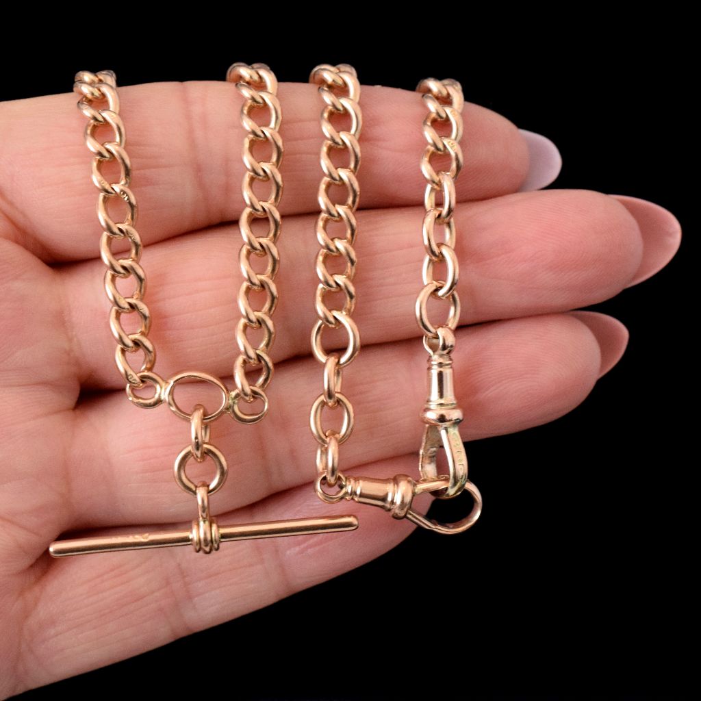 Antique Australian 9ct Rose Gold Double Albert Watch Chain Circa 1900 By George J. Jackson